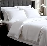 Whites of London | 100% Organic Cotton Bedding Set | 1000 Thread Count Ultra Luxury | GOTS-Certified Cotton | Hand-Guided Embroidery | 1 Duvet Cover & 2 Oxford Pillowcases (King, White)