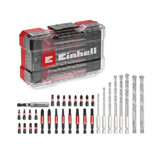 Original Einhell M-CASE 33-tlg. schlagfestes Bit- und Steinbohrer-Set (25-mm-Bits, 50-mm-Bits, Steinbohrer, 60-mm-Bithalter inkl. Aufbewahrungsbox)