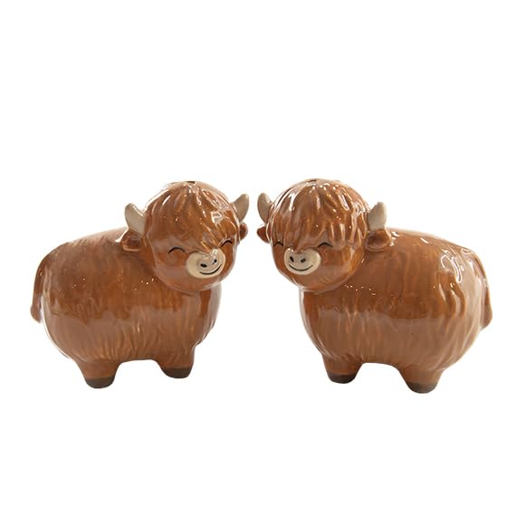 Sass & Belle Salz- und Pfefferstreuer Highland Cow, Keramik, Shaker, Braun