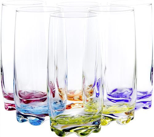 Vibrant Splash Water, Beverage Highball Glasses, 13.25 Ounce - Set of 6