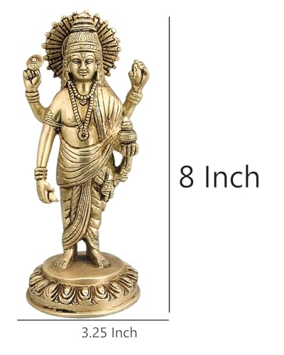 Estatua de Lord Dhanvantari de Latón 8 pulgadas miniatura 6