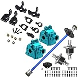 Metal Gearbox Housing Differential Cover & Differential Gear Set & Central Drive Shaft & RC Steering Knuckle Kit Hub Carrier C Hub Carriers Rear Axle Carrier