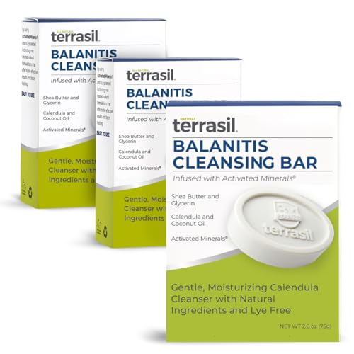 terrasil Balanitis Soap for Men Soothing Care and Relief from Balanitis Symptoms: Irritation Itch Redness and Inflammation. Natural Dermatologist tested & Hypoallergenic Soap Approved 75g (3pk)
