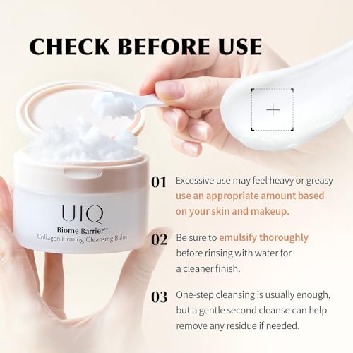 UIQ Biome Barrier Collagen Firming Cleansing Balm – Deep Pore & Makeup Cleansing Balm for Blackheads, Whiteheads, Waterproof Makeup, 3.38 fl oz