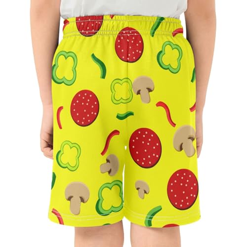 J JOYSAY Mushroom Pepper Slice Yellow Boys Athletic Shorts Kids Youth Casual Shotrs with Elastic Waistband Pockets3