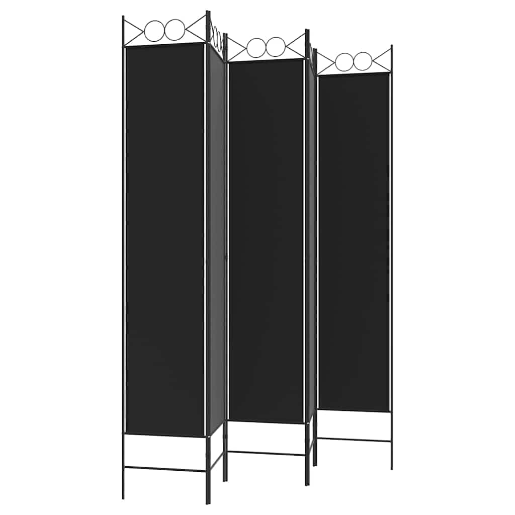Paravent en tissu 5 parties - Noir - 200 x 220 cm - Paravent pliable - Pour salon, chambre à coucher, bureau, balcon, jardin, intérieur et extérieur