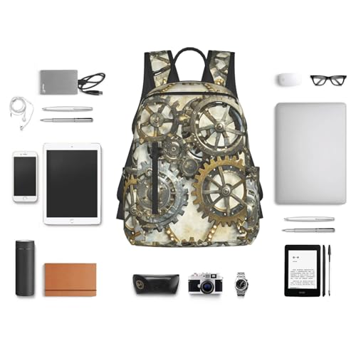 Backpack 14.7 inch Lightweight Large Bookbag Steampunk Mechanical Gears Daypack for Travel Office Work4