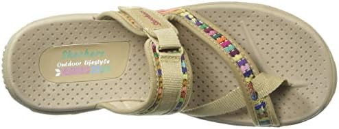 Skechers Women's Reggae-Mad Swag-Toe Thong Woven Sandal, Dark Natural, 5 | Image 4