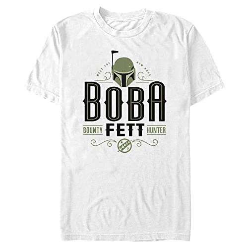 STAR WARS Men's Boba Fett Bounty Hunter T-Shirt, White, 3XL