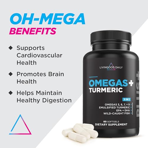 Livingood Daily Omega 3 6 9 Plus Turmeric Curcumin - Omega 3 Supplement (EPA & DHA) - Supports Heart Health - Joint Supplements - 60 Softgels - Image 3
