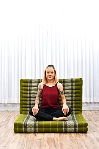 Image of Leewadee Trifold Mattress XL - Comfortable Thai Massage Pad, Foldable Relaxation Floor Mattress Filled with Kapok, Perfect to Use as a Sleeping Mat 79 x 39 inches, Green