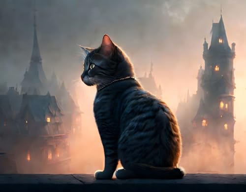 Tableau sur toile Fog Slips in on Little Cat's Feet décoration murale 58x90cm