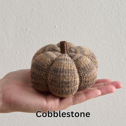 Image of Set of 3 Cozy Mini Knit Pumpkins (Cobblestone Multi-Size Set) | Autumn Bowl Filler, Rustic Farmhouse Table Decor, Multi-size Set, Fall Decor