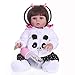 Produktbild Alian 48 cm Glattes Haar Bebe Puppe Reborn Kleinkind Puppe Mädchen In Panda Kleid Ganzkörper Weiche Silikon Realistische Flexible Baby Badespielzeug