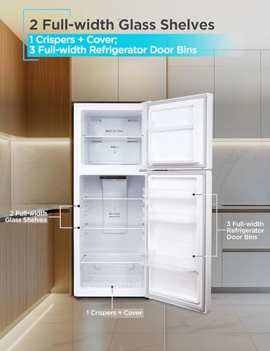 Image of BLACK+DECKER 10.5 Cu. Ft. Top Mount Refrigerator, BR1000XW, White | 2 Door Refrigerator with Top Freezer and Electronic Temperature Control, Frost Free, R600a Refrigerant, Energy Star