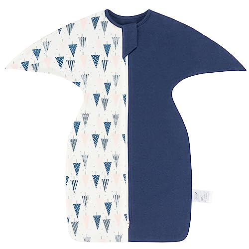 Zigjoy Shark-Fin Transition Swaddle - Cozy Baby Wearable Blanket Cotton Lightweight Self-Soothing Sleep Sack, 1.0 Tog, Royal Bule, Small (0-3 Months) #TOP11