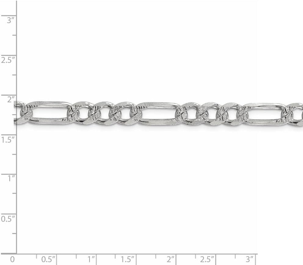 The Black Bow Men's 7.25 Sterling Silver Pave Flat Figaro Chain Necklace - Image 5