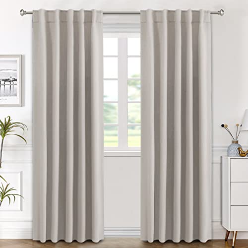 Image of H.VERSAILTEX Blackout Curtains Thermal Insulated Window Treatment Panels Room Darkening Blackout Drapes for Living Room Back Tab /Rod Pocket Bedroom Draperies (2 Panels, Stone, 42 x 84 Inch)