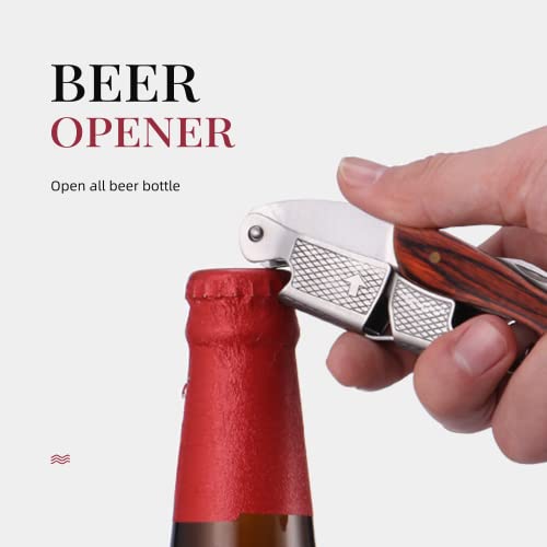 Kitvinous Wine Opener, Professional Waiters Corkscrew With Foil Cutter & Dual Hinge, Stainless Steel Wine Key For Servers And Bartenders (Pakkawood) #TOP4