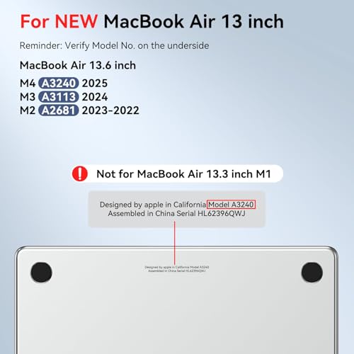 Image of BlueSwan for MacBook Air 13 inch Case M5 2026 2025-2022 M4 M3 M2 A3449 A3240 A3113 A2681, 100% Match Official Color, Scratch Resistant Mac Book Air 13.6 Hard Shell Protective Laptop Cover, Matte Clear