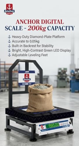 Image of Anchor Portable Bench Weighing Scale 200kg | Heavy Duty MS Platform Scale | Digital LED Display | Rechargeable Battery | Industrial & Kirana Shop Use | Bench Scale 200kg Capacity