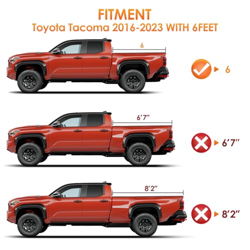 Image of Nilight Soft Tri-Fold Tonneau Cover for Toyota Tacoma 2016-2023 6ft Bed | Fold-Up Truck Bed Cover and Pickup Cargo Cover Compatible with Toyota Tacoma 2016-2023 6ft Bed