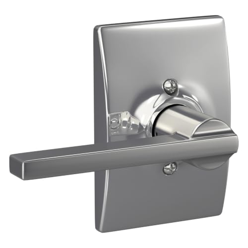 Image of SCHLAGE Latitude Non-Turning Dummy Door Handle, Reversible, Bright Chrome | Non-turning dummy lever door handle with no latch or lock, Decorative pull, One sided, Easy to install, Certified durability