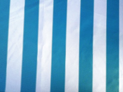 Waterproof Outdoor Canvas Stripes 60 Inch Wide Fabric by The Yard from The Fabric Exchange (Aqua/White)