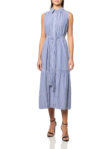 Robe chemise Tommy Hilfiger maxi avec ceinture pour femme taille 44 coloris outremer et blanc