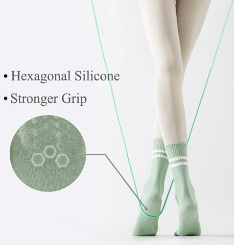 Image of GUUNIEE Pilates & Yoga Socks for Women with Non-Slip Grip for Barre, Ballet,Hospital & Barefoot Workout 2 /4 Pairs Breathable