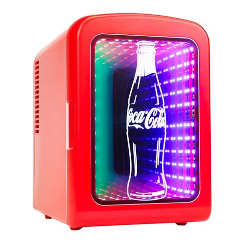 Image of Coca-Cola 4L / 6-Can Mini Fridge with Multi-Color LED Light – Portable Thermoelectric 12V DC/110V AC Quiet Cooler/Warmer for Bedroom, Office, Car & Gaming Room – Mini Refrigerator for Drinks Skincare