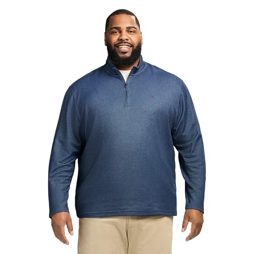 IZOD Men's Big & Tall Performance Comfort Quarter Zip Long Sleeve Shirt, Blue Medieval