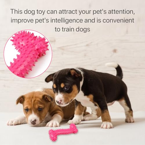 Image of Dog Chew Toy for Puppy, Cute Blue Small Dog Toy, Durable Chew Toy for Dogs and Pets - Durable & Non Toxic Spiky Rubber Bone for Dogs and Pets |Chew and Interactive Dog Toy (Pink)