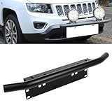 x xotic tech Bull Bar Style Front Bumper License Plate Mount Bracket Holder For Off-Road Lights, LED Work Lamps Lighting Bars, Compatible with Jeep, Most Cars, Truck, Pickup, SUV, 4x4-No Drill (Black)