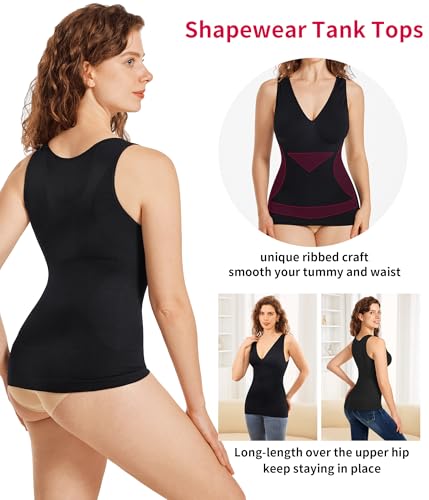 Gotoly Shapewear for Women Compression Tank Tops Tummy Control Body Shaper Seamless Workout V-Neck Camisole Cami Tops4