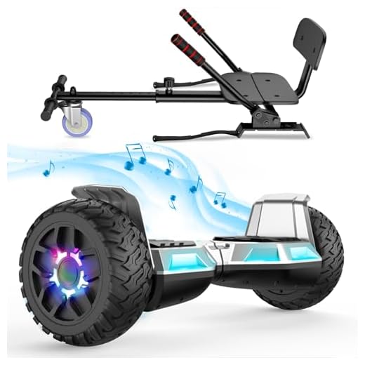 SISIGAD Hoverboard tout-terrain de 8,5 pouces, Hoverboards avec Go-Kart, Bluetooth,Pour Enfants et Adultes