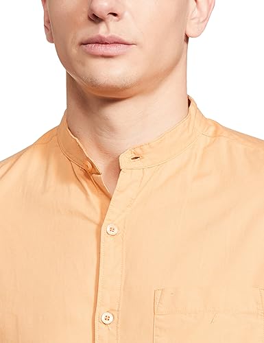 Image of Amazon Brand - Symbol Men's Solid Cotton Shirt | Chinese Collar | Casual | Plain | Full Sleeve | Summer-Regular Fit (Available in Plus Sizes)
