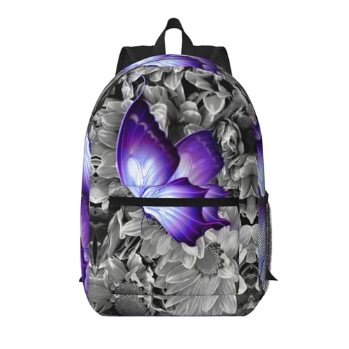 Sac à dos d'école léger EdWal noir et violet imprimé papillon pour la rentrée des classes