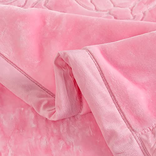 Dboze Fleece Blanket King Size, Heavy Korean Mink Blanket 85 X 95 Inches- 10-12L Bs, 2 Ply, Soft And Warm, Thick Plush Solid Mink Blanket, Great For All Seasonal Use. (Powerful Pink) #TOP4
