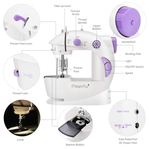 Mini machine à coudre portable Magicfly blanc en métal pour couture - 8