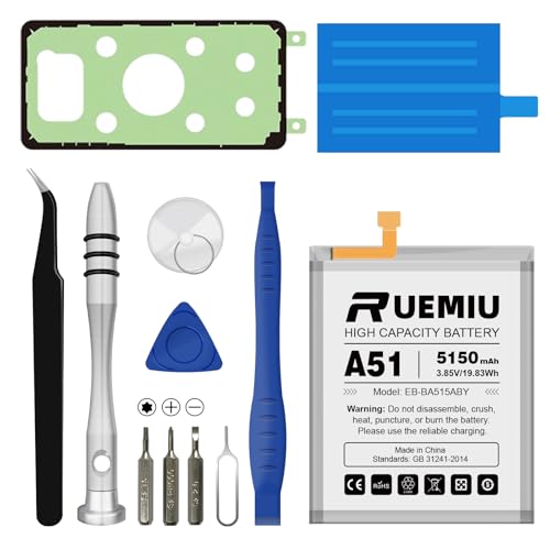 RUEMIU Battery for Samsung Galaxy A51, Upgraded 5150mAh Durable High-Capacity Replacement with Repair Tool Kit, Compatible with SM-A515F SM-A515F/DS