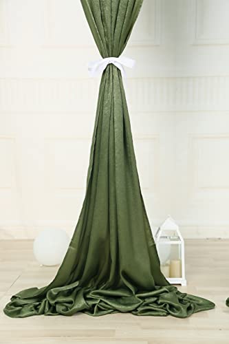 Sherway 2 Panels 4.8 Feet X 10 Feet Olive Green Thick Satin Wedding Backdrop Drapes, Non-Transparent Window Curtains For Party Ceremony Stage Decoration #TOP6