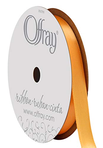 Image of Offray 492987 3 /8 inch Wide Single Face Satin Ribbon, Gold Yellow, 6 Yds
