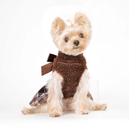 Image of Dog Sweater Dog Winter Clothes for Small Dogs Boy Girl Fall Puppy Dress Warm Fleece Chihuahua Yorkie Teacup Sweaters Dresses for Small Dogs Girl Cat Sweaters, Brown, XXS