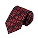 New Classic Checks 100% Silk Men's Tie Business Wedding Necktie, Black and Red, One Size