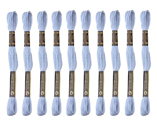 Image of 12 Skeins Embroidery Cotton Floss is 100% Egyptian Long Fiber Cotton of 8.75yds Each Cottons Cross Stitch Thread for Hand Embroidery DIY Creation and Friendship Bracelet String. (12, Light Blue)