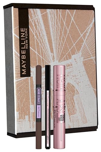 Makeup Set für einen perfekten Augen-Look, Mit Sky High Mascara, Hyper Easy Liquid Eyeliner (Nr. 800 Black) und Brow Satin Duo Augenbrauenstift (Nr. 04 Deep Brown), 3-teilig