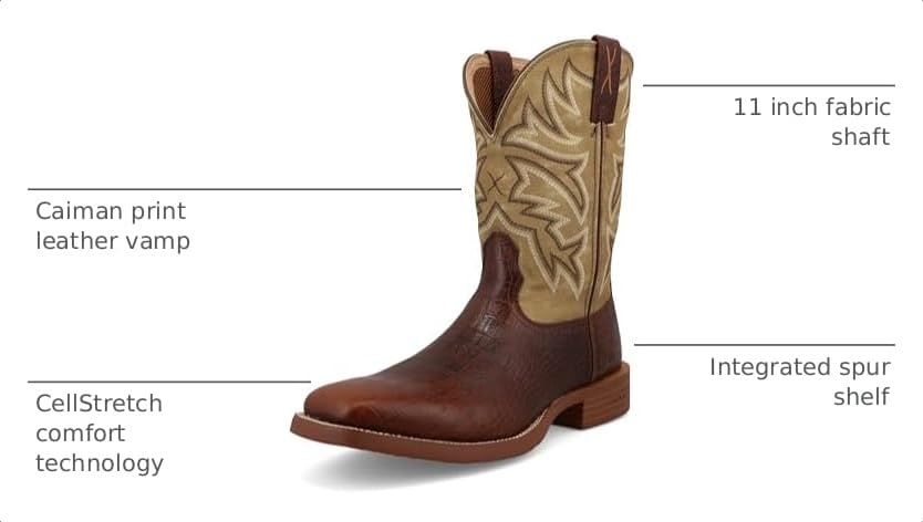 Image of Twisted X Men's 11 inch Tech X Boot Wide Square Toe with CellStretch and Tech