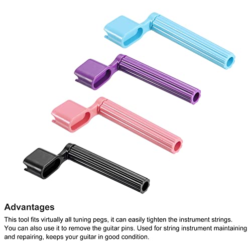 PATIKIL Plastic Guitar String Winder Speed Peg Puller Bridge Guitar Strings Tuners Winding Device Change Strings Tool Guitar Accessories, 4 Colors, 4in1 Set - Thumbnail 4
