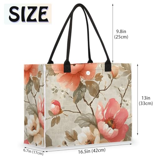 Art Peach Flower Tote Bag for Women Large Beach Bag Reusable Tote Bags for Work Travel Beach Shopping2